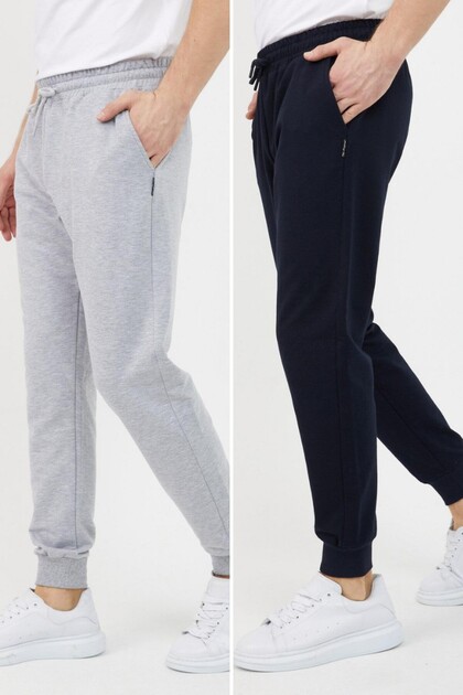Men's Black-Anthracite Sweatpants Pocketed Standard Fit Comfortable Fit