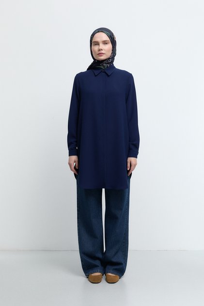 Gömlek Yaka Tunik - Lacivert
