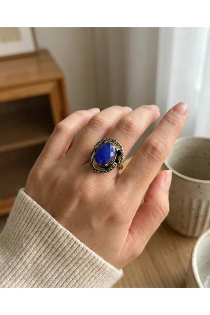 Bronze Jewelry Authentic Color-Changing Feeling Stone Oval Cut Wave Model Adjustable Vintage Women's Ring