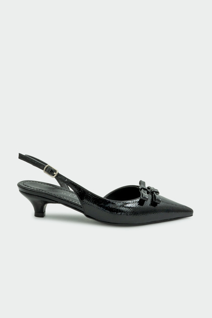 Epsy Bow Detail Women's Black Heeled Shoes