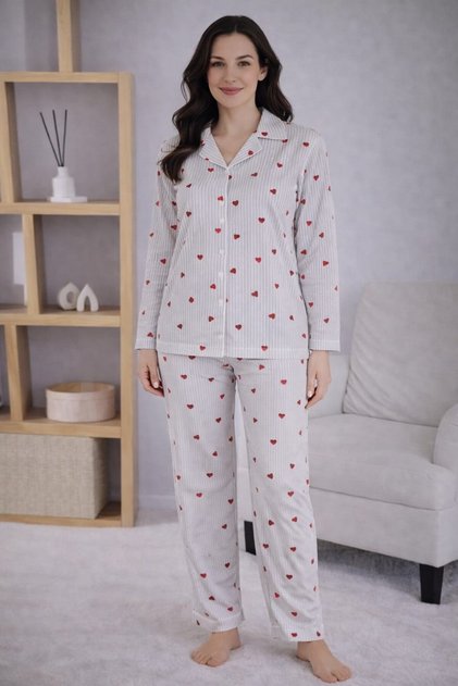 Women's 7114 Long Sleeve Buttoned Pajama Set