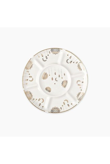 by Zinnia 7-Compartment Round Service Plate – Golden Decorations