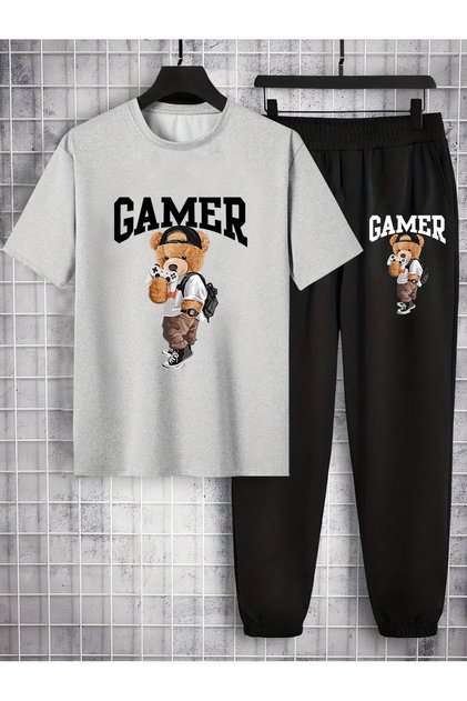 Gamer Printed Oversized Lower Upper Tracksuit Set