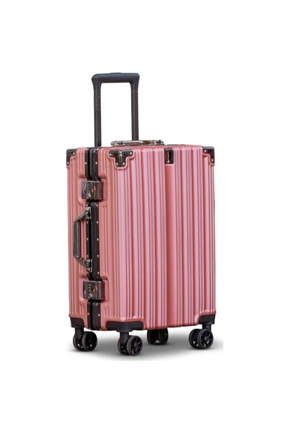 20-Inch Luxury Cabin Luggage - Aluminum Frame Zipper-less Carry-On Suitcase (Rose Gold)