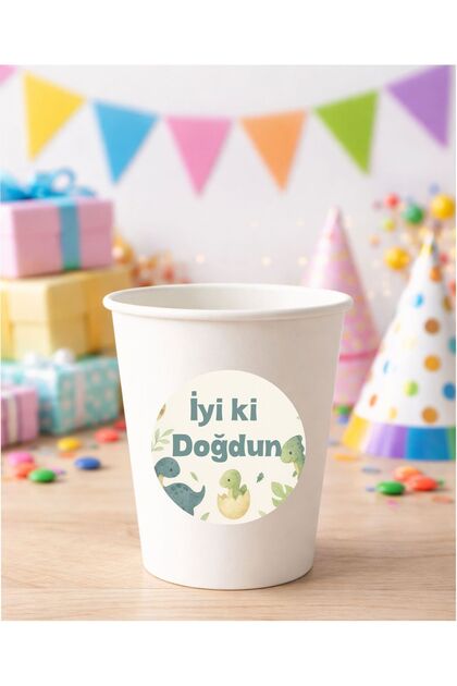 20 Pieces 4 cm Dinosaurs Round Happy Birthday Happy Birthday Sticker Decal Label