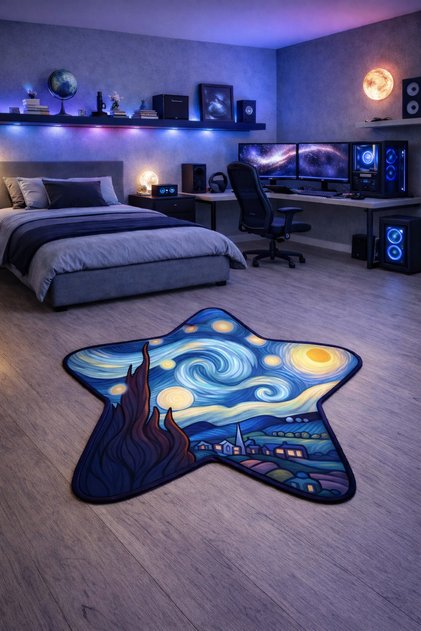 Non-Slip Sole Asymmetric Pattern Machine Made Washable Young Girl's Room Rug 80X80