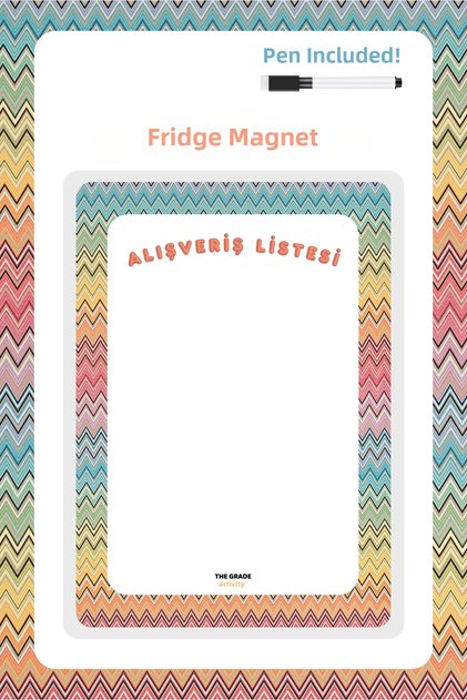 Yaz-Sil Zigzag Shopping List Kitchen Accessory Planner Magnet Note Holder Refrigerator Note Holder
