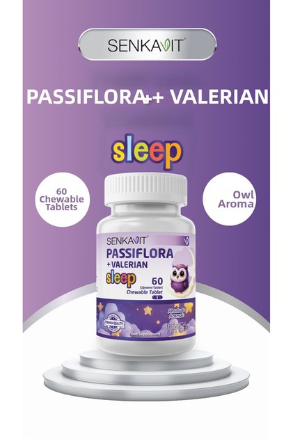 Sleep Passiflora + Valerian Raspberry-Flavored Herbal Dietary Supplement, 60 Chewable Tablets