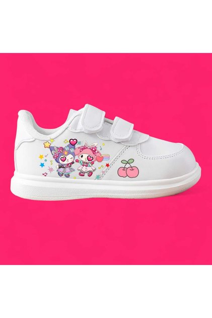 Sweet Cherry Bear Teddy Bear Printed Girls' Sneakers