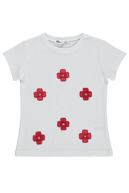 Floral T-Shirt for Ages 4-9 - Off-White