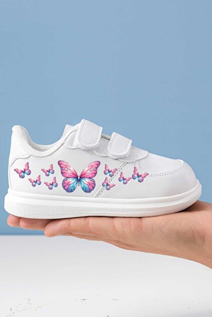 Kelebek Baskılı Kız Çocuk Spor Ayakkabı Sneaker Okul Ayakkabısı ( Hafi?f Dar Kalip )