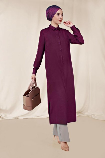 Buttoned Tunic with Side Slips 4854