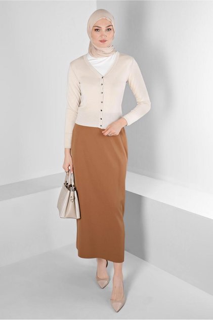 HIDDEN SLIT ZIPPERED SKIRT 60364