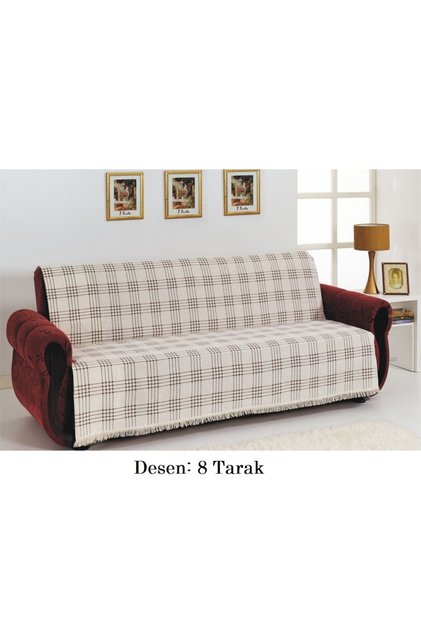 Brown striped Cotton Armless sofa-couch Bed Cover - 180x220cm