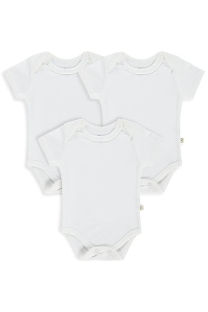 Set de 3 piese Badi cu sistem de prindere rapidă | Mânecă scurtă din bumbac | Ribana Baby Athlete Badi - Alb
