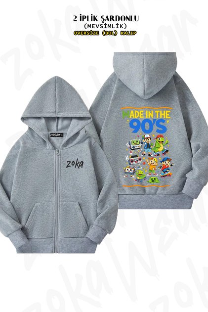 Unisex Toy Story 90's Printed Oversized Back Printed Zippered Hooded Cardigan