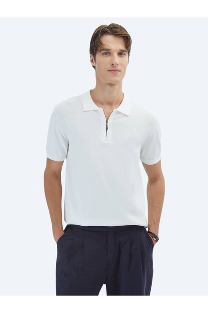 Off-White Polo Neck Plain Knit Knitwear
