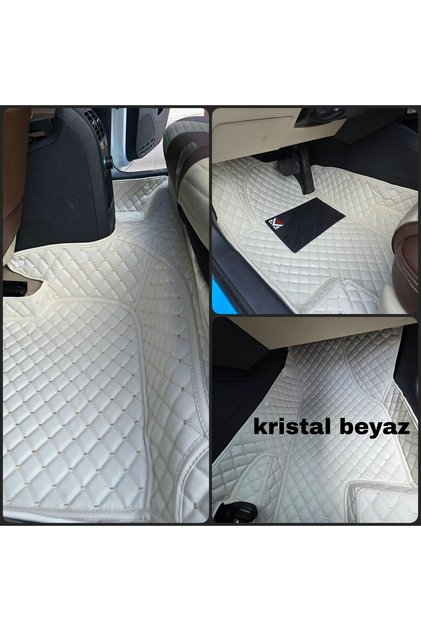 Togg T10x V1 Ve V2 Kristal Beyaz Renk Premium Araca Özel Yeni Nesil Havuzlu Deri Oto Paspas