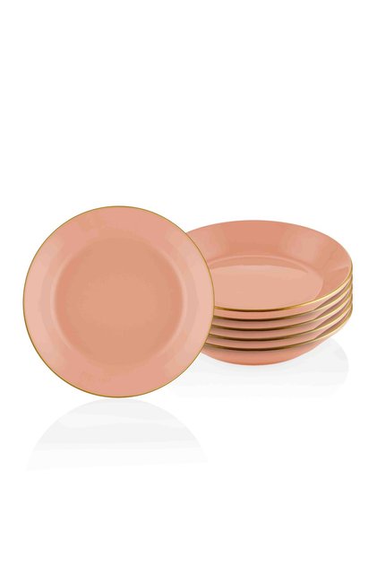 Basic Dinner Plate Set of 6 Salmon Pink - 20cm