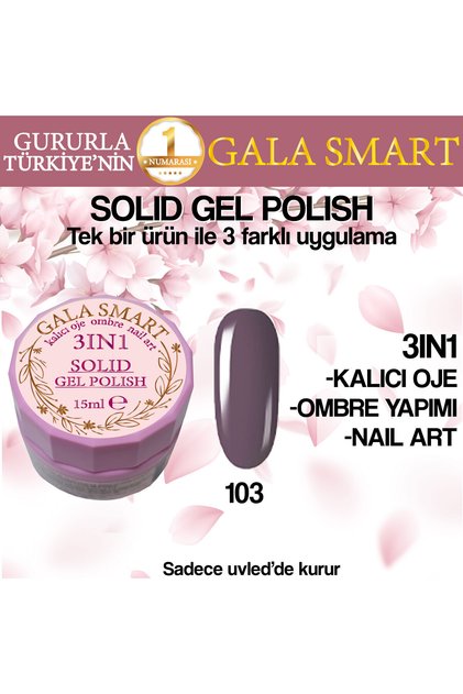 Kalıcı Oje Yeni Nesil Solid Gel Polish 3 in 1 NO:103
