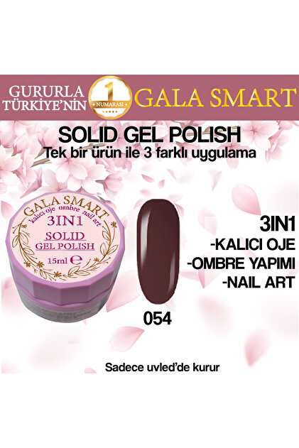 Kalıcı Oje Yeni Nesil Solid Gel Polish 3 in 1 NO:054