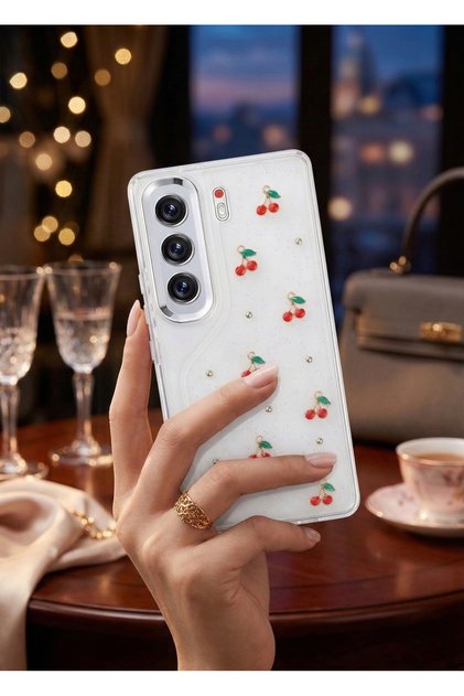 Embossed D Patterned S Glittery Transparent A+ Quality Cover Compatible with Tecno Camon 40 Pro