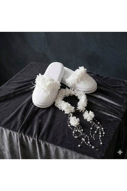 Feather & Pearl Maternity Crown Set t Slipper – Premium Maternity Slippers & Floral Maternity Crown Set
