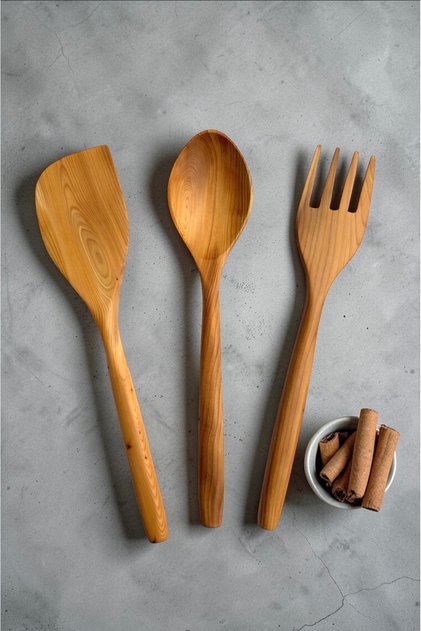 Rosewood Handmade 3-Piece Wooden Spoon, Fork & Spatula Kitchen Set
