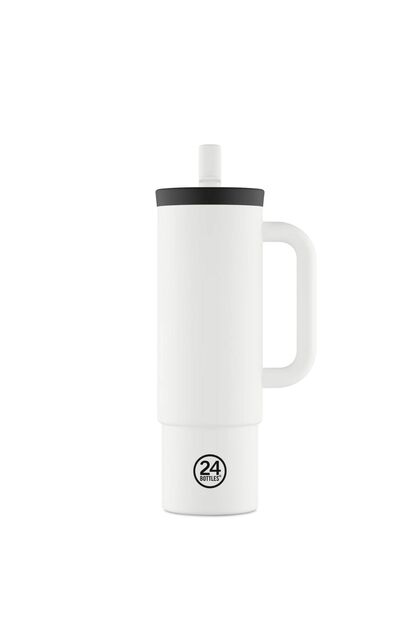Straw Cup Ice White Stainless Steel Thermos with Straw 800 ml