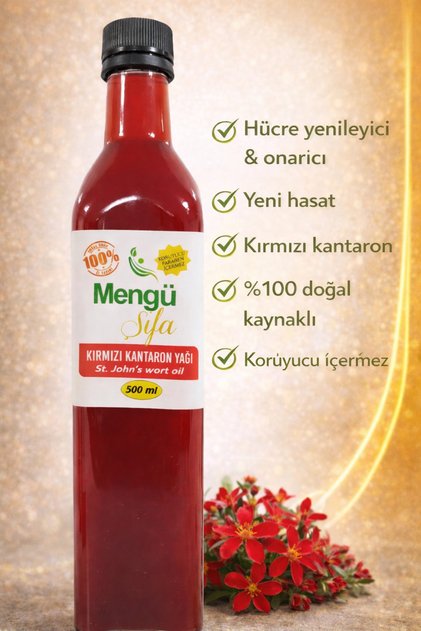 Saf Kırmızı Kantaron (KANTORON) Yağı 500 ml Cam Şişe Yeni Mahsül...