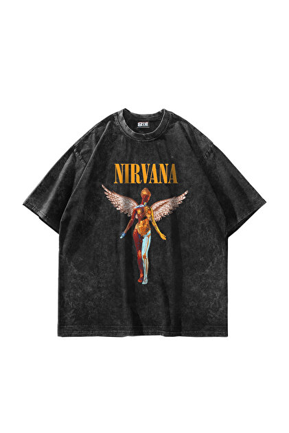 Sekizbiraltı Nirvana Angel Printed Oversize Unisex Washable Smoked