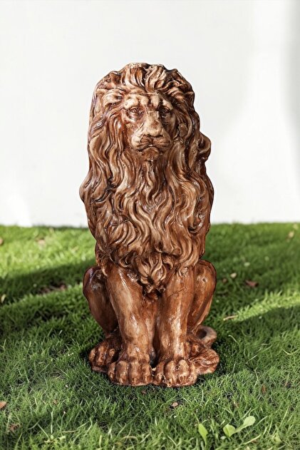 Dekoratif 53cm Kahverengi Aslan Heykeli Ev Balkon Bahçe Dekorasyon Biblo Heykel Obje