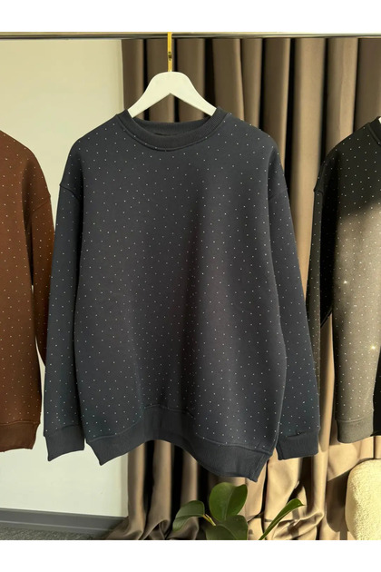 SWEATSHIRT CU PIETRE DE DIMENSIUNI MARI ANTRACIT