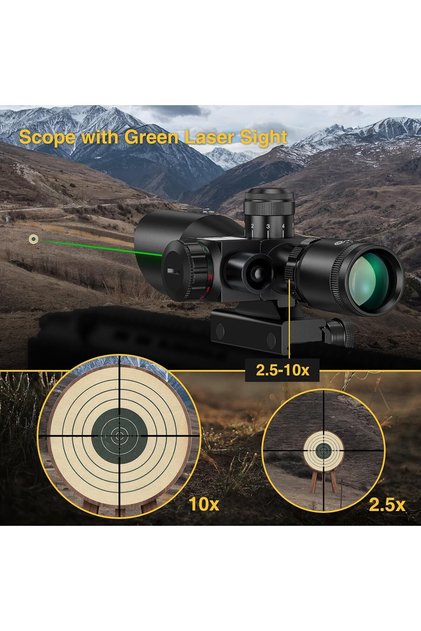 Ayarlanır Zoomlu Lazerli Profesyonel Nişangah Hedefleyici Tüfek Dürbünü 2.5-10X40/E - Orjinal