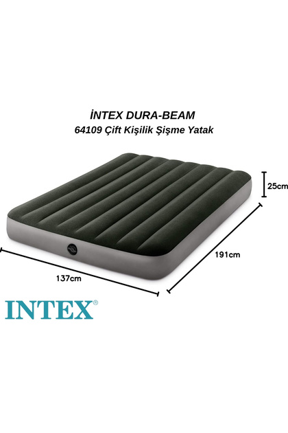 Intex Queen Çift Kişilik Şişme Yatak 152x203x152 cm 64109 Fiber