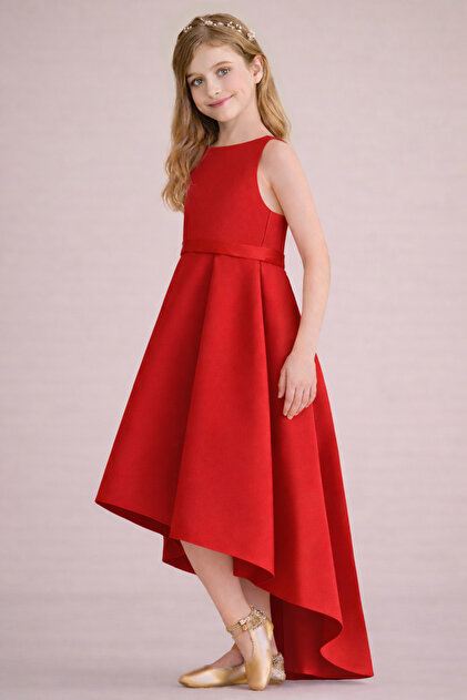 nsmkidslife Children's Red Color Asymmetrical Skirt Detailed Simple Stylish Satin Ball Gown Birthday party Dress- Trendyol nsmkidslife Children's Red Color Asymmetrical Skirt Detailed Simple Stylish Satin Ball Gown Birthday party Dress- Trendyol
