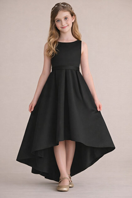 strapless open back dress Girls Black Prom Dresses Sleeveless A-Line Spaghetti Straps Stretch Sa main image 1