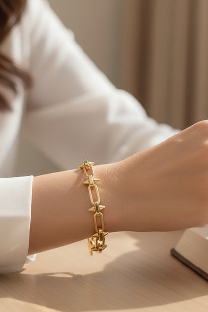 Stil Incisi/Xupıng Jewelry 14 Ayar Altın Kaplama Çivi Model Bileklik