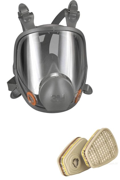 6800 Tam Yüz Filtreli Koruyucu Maske Ve 2 Adet 6057 Filtre ve 6885 vizör koruyucu 25li paket