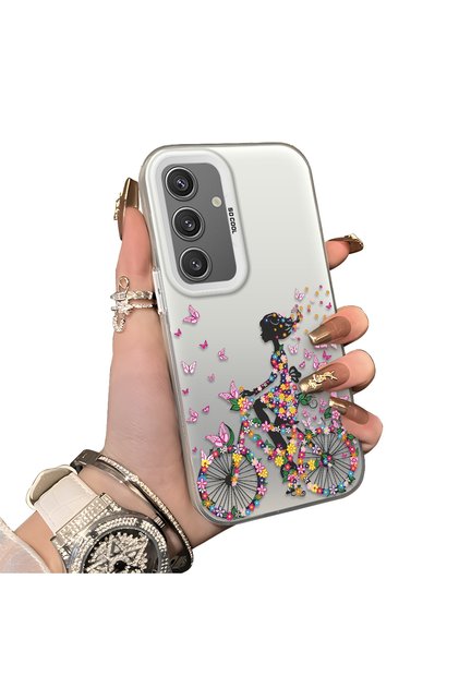 Samsung Galaxy S24 Compatible Hard Acrylic Back Silicone Edge Lens Protection Case Stylish Print Patterns
