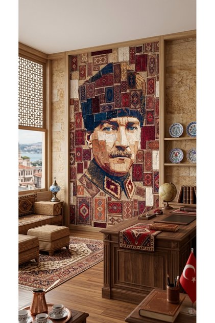 أتاتورك منقوش غطاء جداري سجاد سي