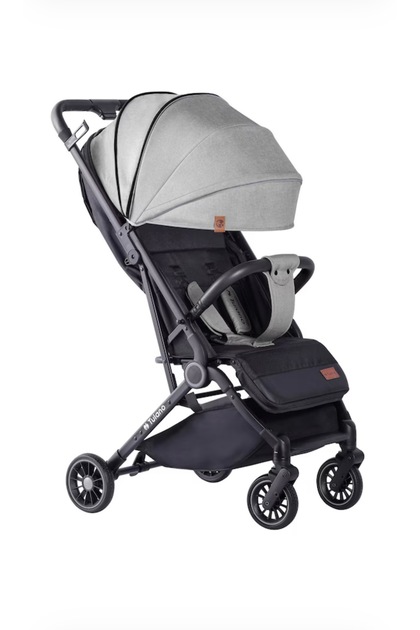 Cărucior copii Sport Pliabil Ultra-Ușor, 5.5 kg, Centură 5 Puncte, Spătar Reglabil, Negru/Gri
