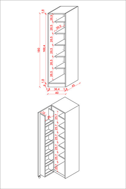 Asra Trend Lüks Çok Amaçlı Kiler Dolabı %100 MDF Erzak Organizer