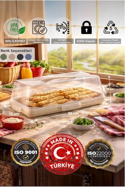 Bayev Dikdörtgen Şeklinde Pasta Taşıma Kabı Pikniklik Kek Fanusu