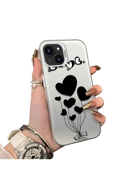 iPhone 13 Mini Compatible Heart Balloon Patterned Protected Silicone Phone Case