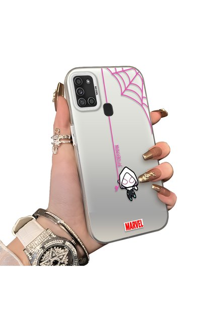 Samsung Galaxy A21S Compatible Hard Acrylic Back Silicone Edge Lens Protection Case Spiderman