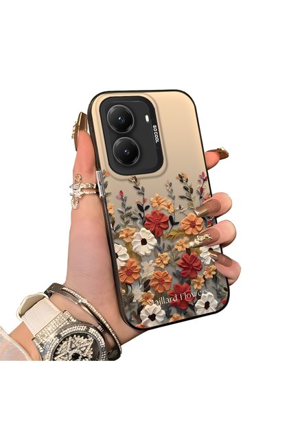 Poco X7 Pro Compatible Hard Acrylic Back Silicone Edge Lens Protection Case Beautiful Flower