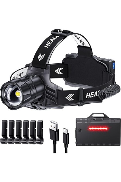 Lanterna frontala LED reincarcabila 120.000lm, baterie 9000mAh, USB-C, 5 moduri iluminare