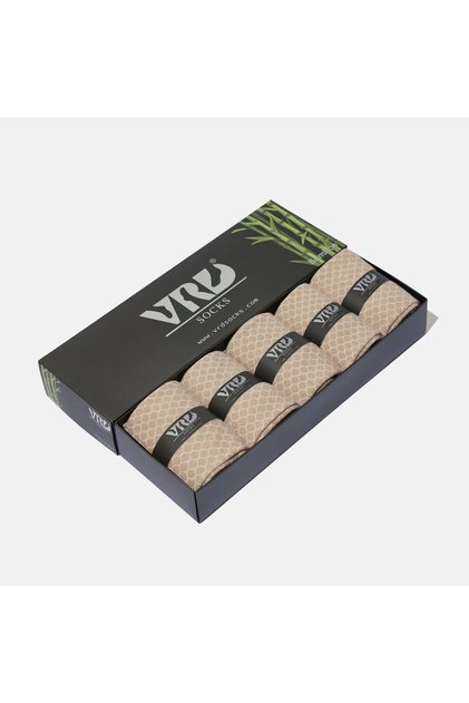 Seamless Bamboo Socks Beige Color Men's Socks Boxed 5 Pairs Premium Long Socks Socket Socks Mix