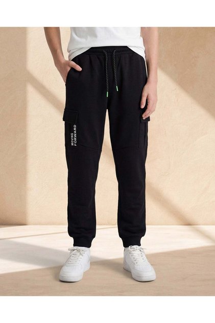 Senior Boys Black Cargo Active Pants